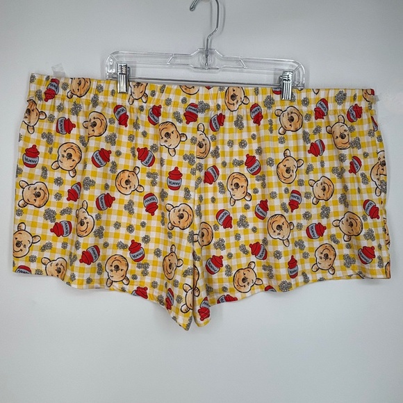 Disney Womens 3XL Two Pair Pajama Shorts Yellow Winnie the Pooh Blue Eeyore Knit - Picture 8 of 10